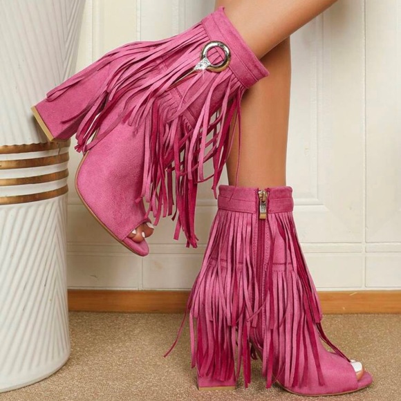 Fuschia Fringe Ankle Bootie - Picture 14 of 15